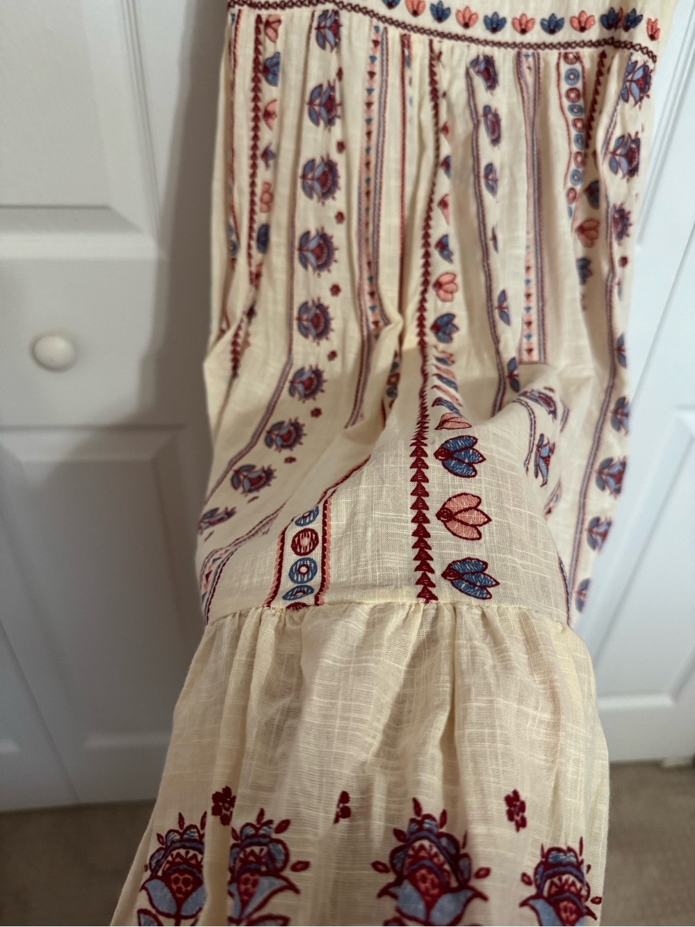 Bombay Paisley Off-White Embroidered Cotton A-Line Dress 100% cotton - Picture 3 of 9